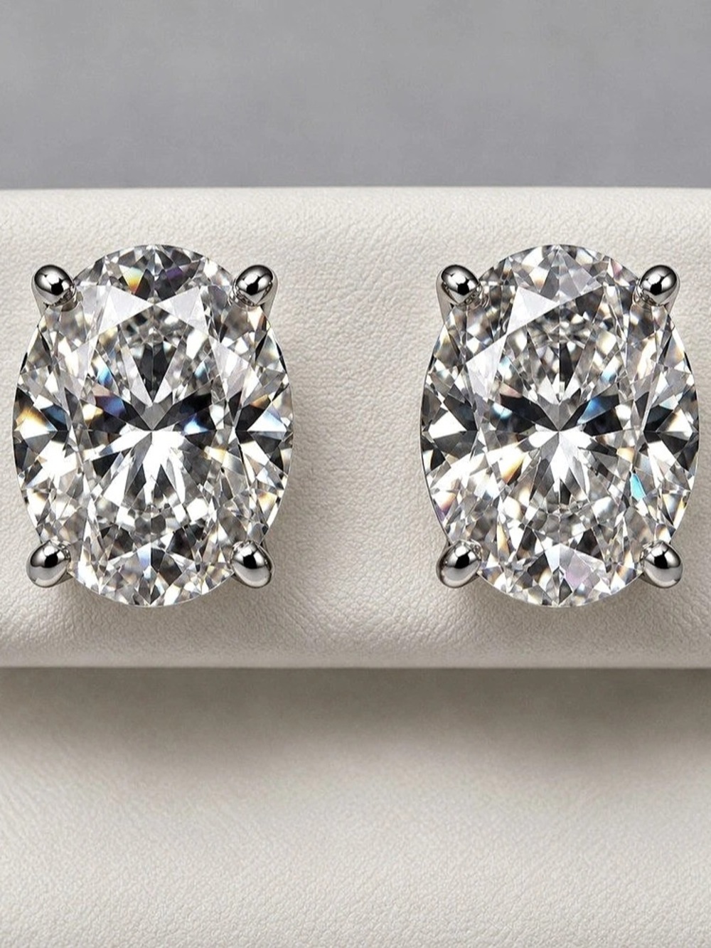 6 CTW Oval Moissanite Stud Earrings in Sterling Silver